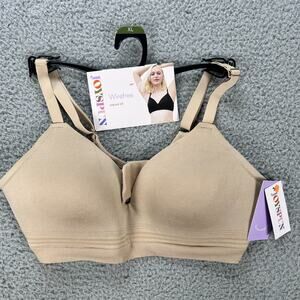 Joyspun Wirefree Bra Brown XL Adjustable Straps Hook & Eye Closure Sewn-In